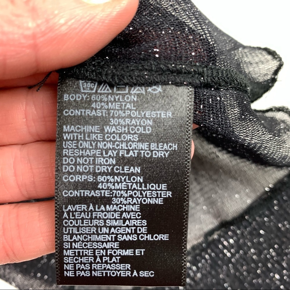 SOLD - URBAN Outfitters Out From Under Sheer Black Sparkle Top size Small - Picture 9 of 9